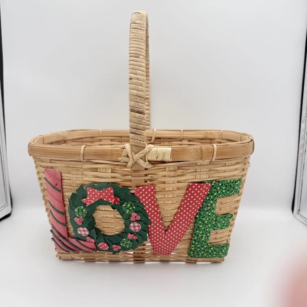 Christmas Holiday Basket with a handle‎ and decorative 
